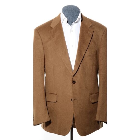 Sport Coat 100% Cashmere 44R Classic Haspel Brown Soft Two-Button Blazer Jacket - Picture 8 of 9